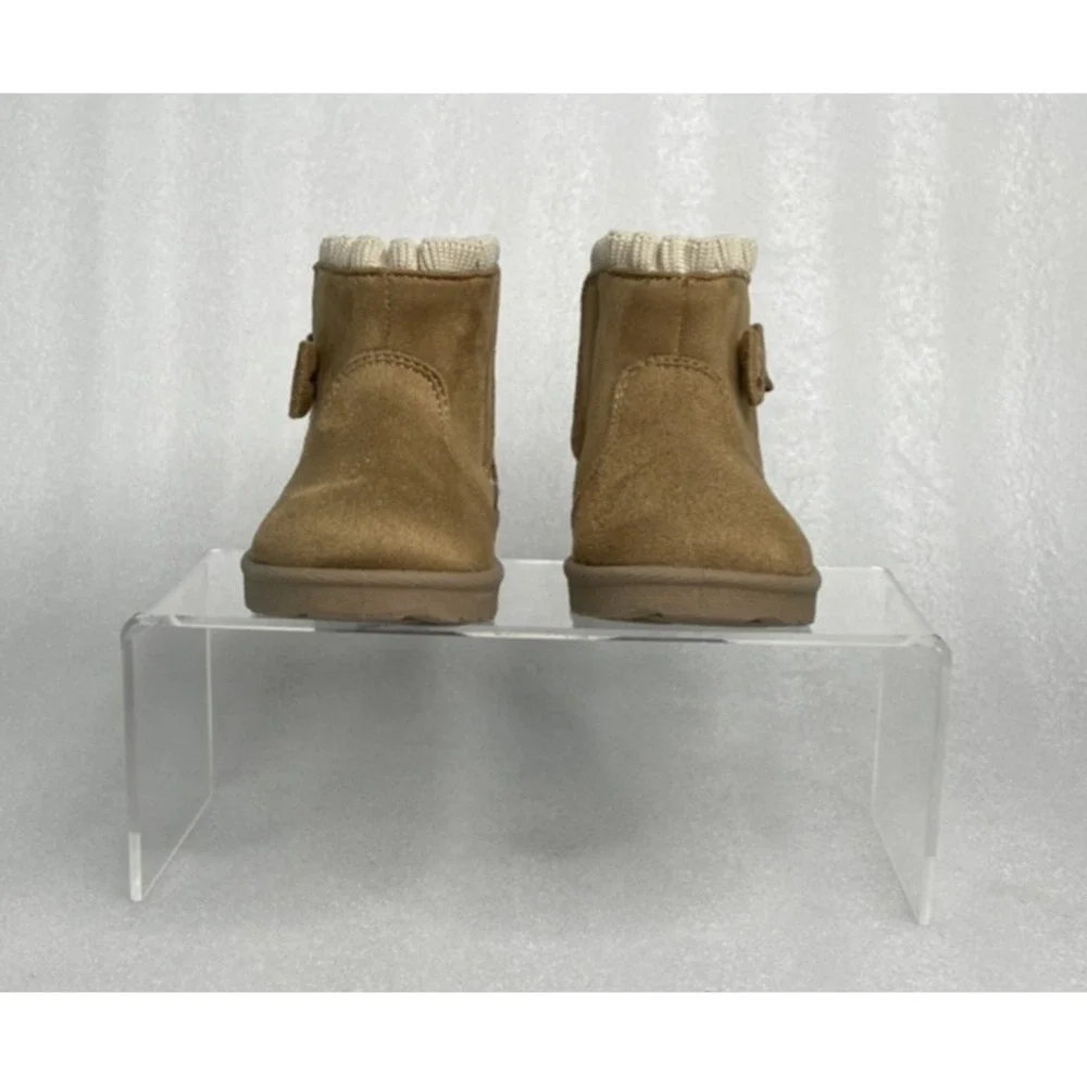 Wonder Nation Faux Suede Fur Brown Bow Shearling Boots Toddler Girls‎ Size 6 NEW